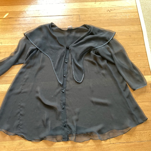 Sheer Black Button-Up Cardigan - Picture 7 of 7